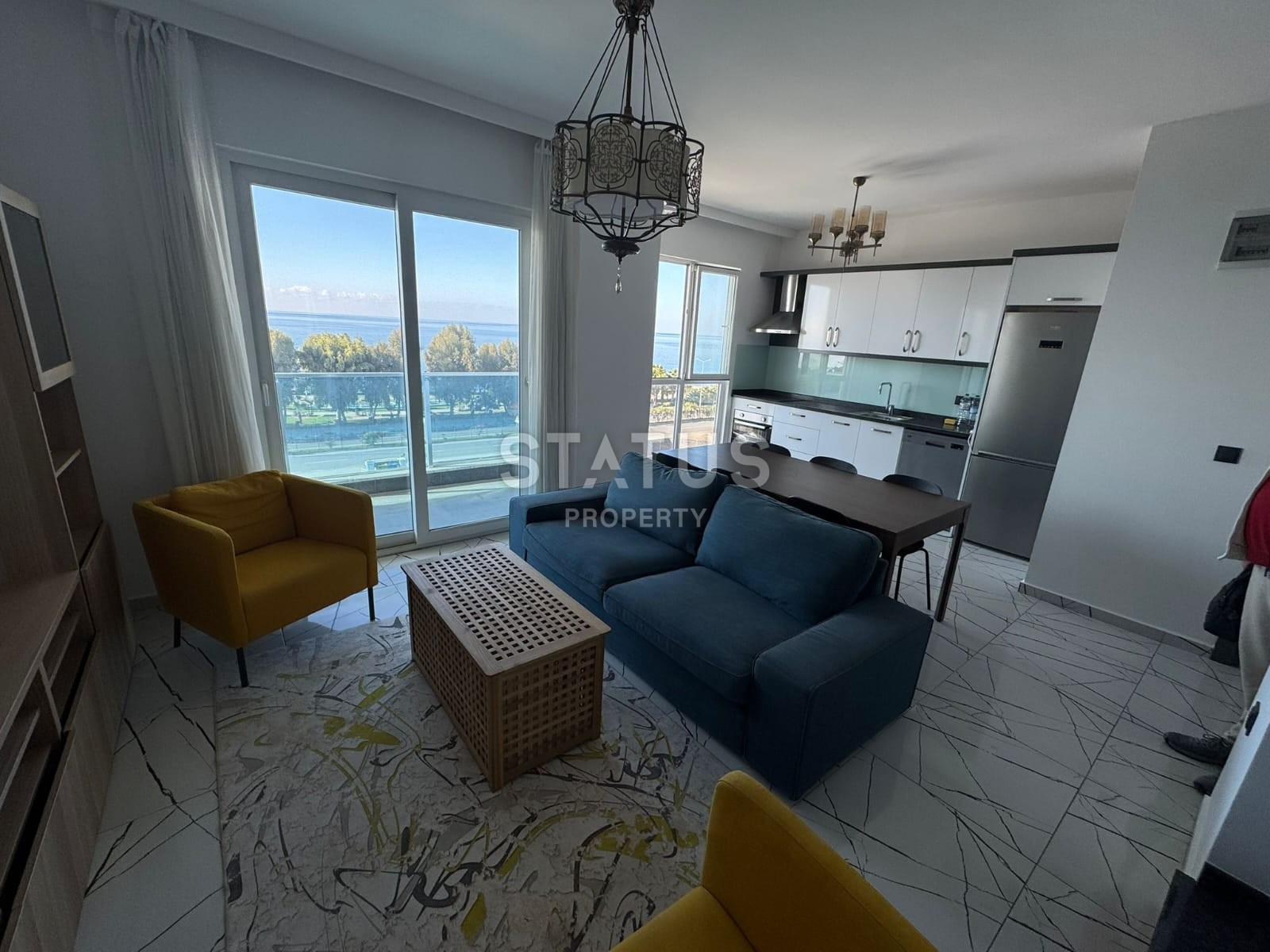 Двухуровневый дуплекс 2+1 с прямым видом на море на первой береговой линии в Каргыджак фото 8