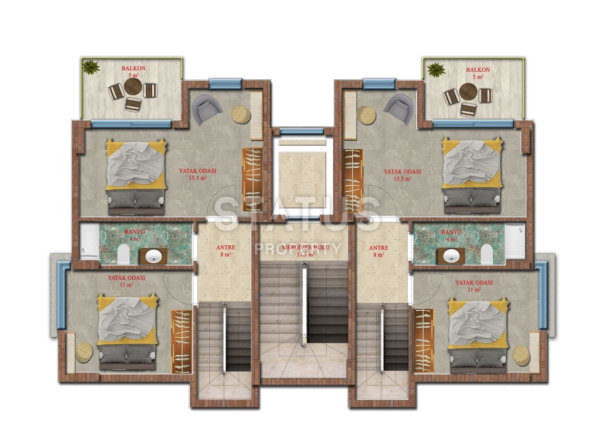 Новый инвестиционный проект в районе Кестель, в 5 минутах от моря! 52- 107 м2 фото 20
