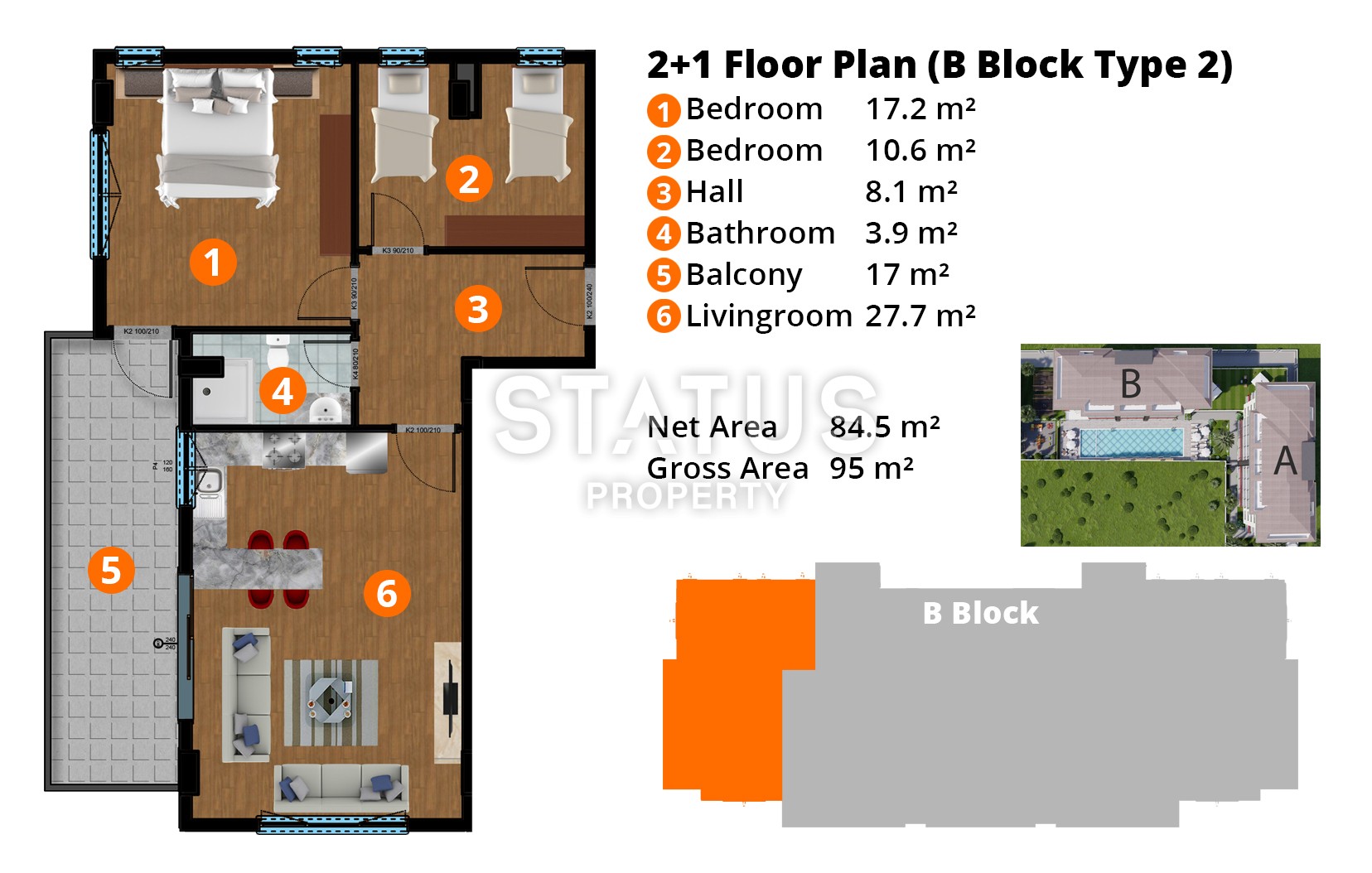 Трехкомнатная квартира в новом комплексе в Кестеле, 95 м2 фото 24