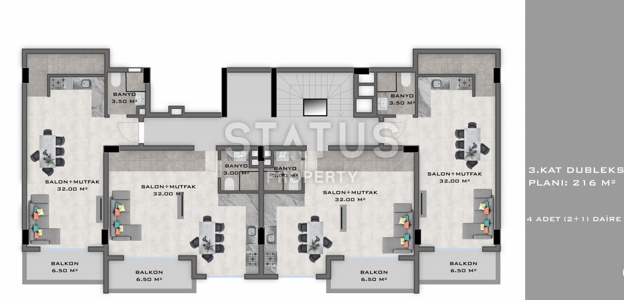 Двухкомнатные квартиры в новом комплексе в Обе, 55 м2 фото 26