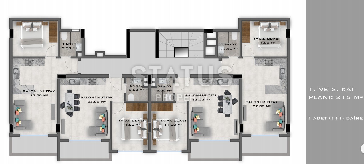 Двухкомнатные квартиры в новом комплексе в Обе, 55 м2 фото 29