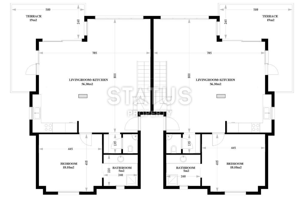 Недорогие виллы 3+1 и 2+1 в новом комплексе 98 - 165 м2 Каргыджак, Алания фото 11