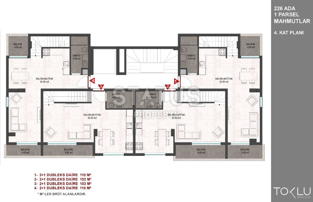 Инвестиционный проект рядом с историческим местом в Махмутларе, 49 -110 м2 фото 13