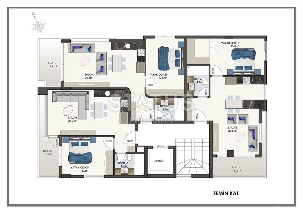 Новый жилой комплекс в центре Аланьи! Осталось всего 2 квартиры!!! 55-120 кв.м. фото 13