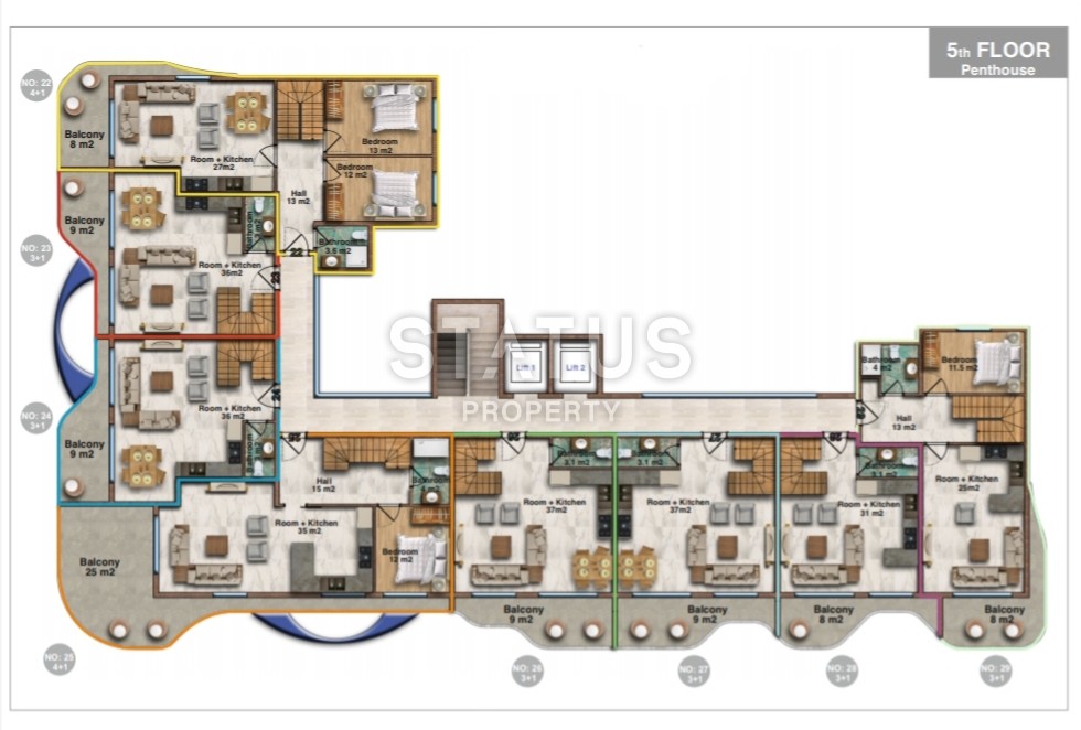 Новый проект на стадии строительства. Первая береговая линия. Каргыджак, Алания. фото 13