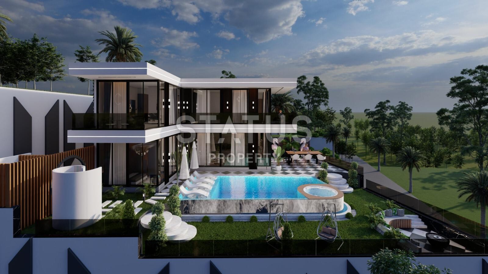 Elite villa 4+1 with sea view and infinity pool 460 m2 in Kargicak area. фото 3