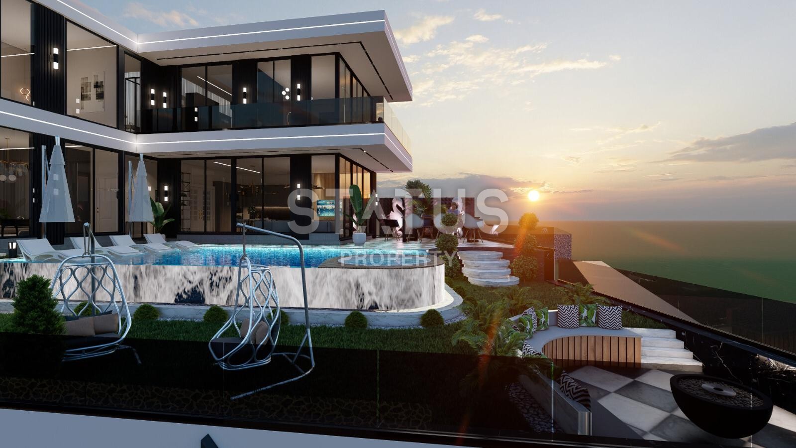 Elite villa 4+1 with sea view and infinity pool 460 m2 in Kargicak area. фото 4