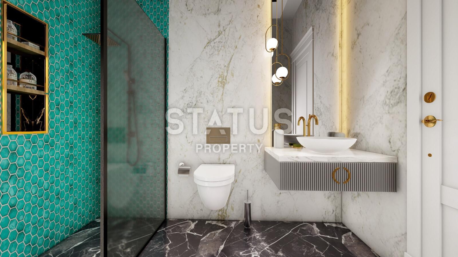 Elite villa 4+1 with sea view and infinity pool 460 m2 in Kargicak area. фото 5