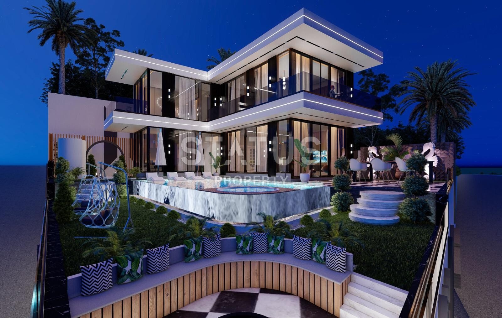 Elite villa 4+1 with sea view and infinity pool 460 m2 in Kargicak area. фото 9