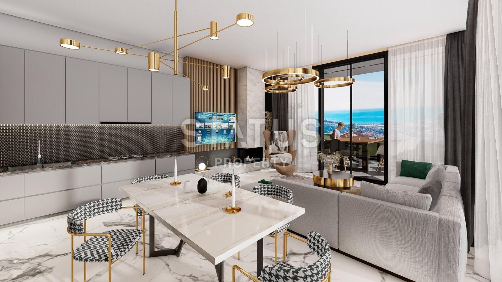 Elite villa 4+1 with sea view and infinity pool 460 m2 in Kargicak area. фото 14