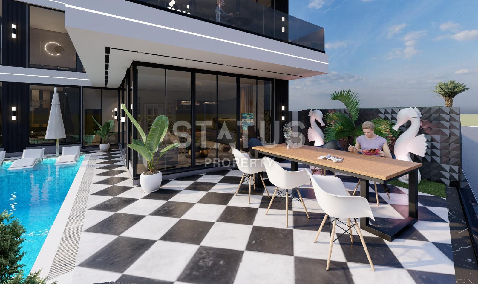 Elite villa 4+1 with sea view and infinity pool 460 m2 in Kargicak area. фото 15