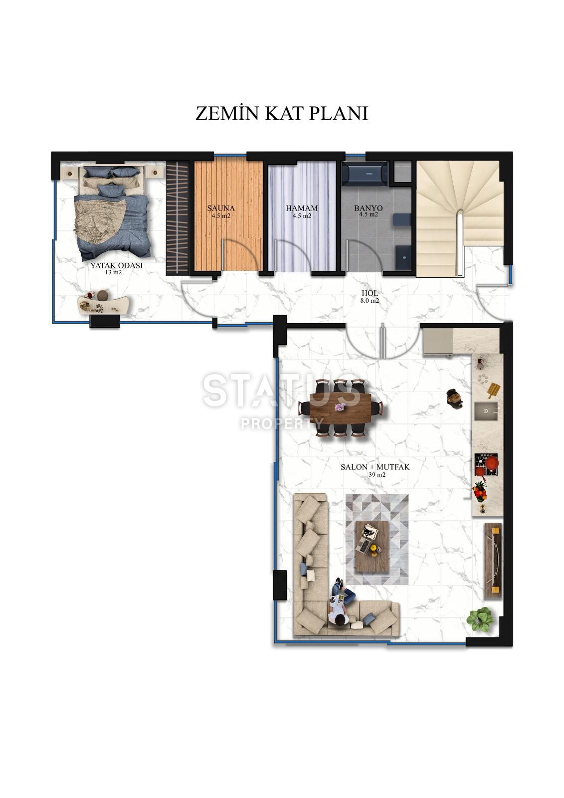 Elite villa 4+1 with sea view and infinity pool 460 m2 in Kargicak area. фото 21