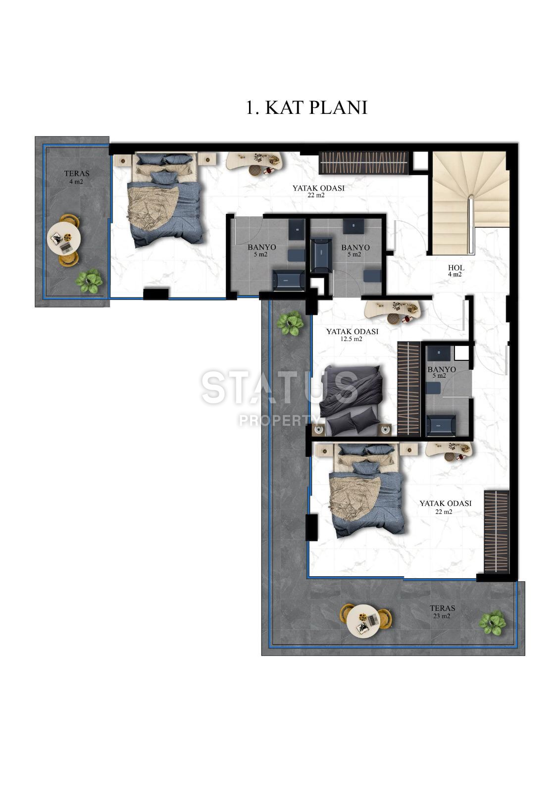 Elite villa 4+1 with sea view and infinity pool 460 m2 in Kargicak area. фото 22