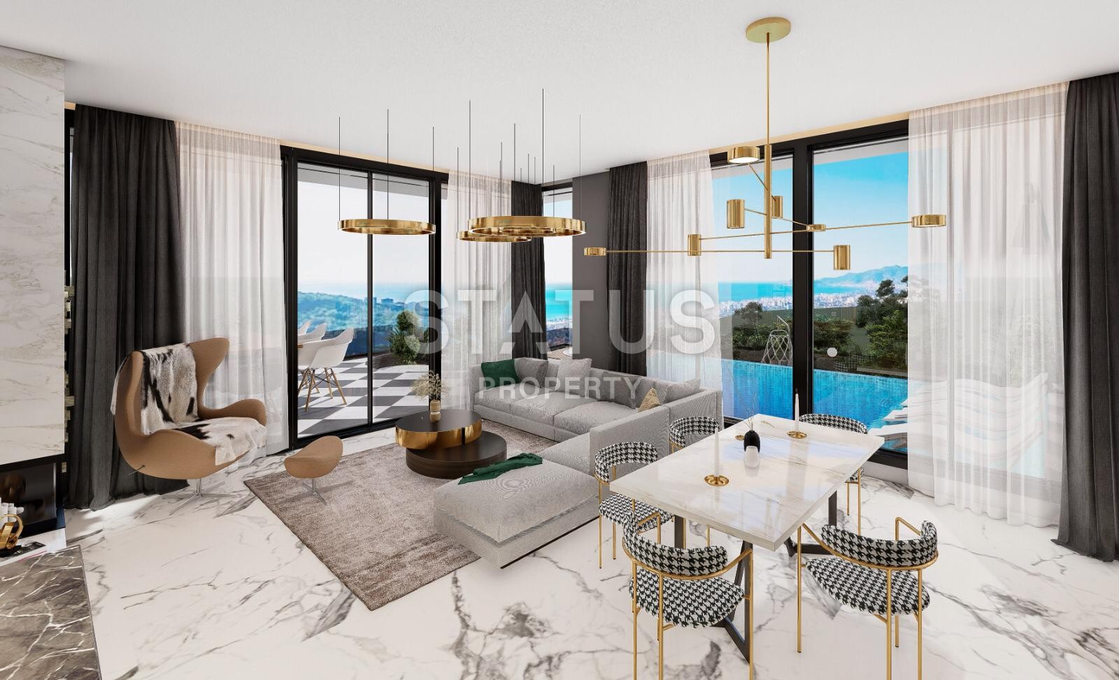 Elite villa 4+1 with sea view and infinity pool 460 m2 in Kargicak area. фото 25