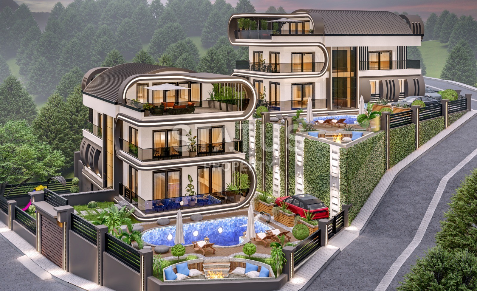 Две отдельно стоящие виллы 5+1 с бассейном и садом на территории, 500 м2. Каргыджак, Алания. фото 23