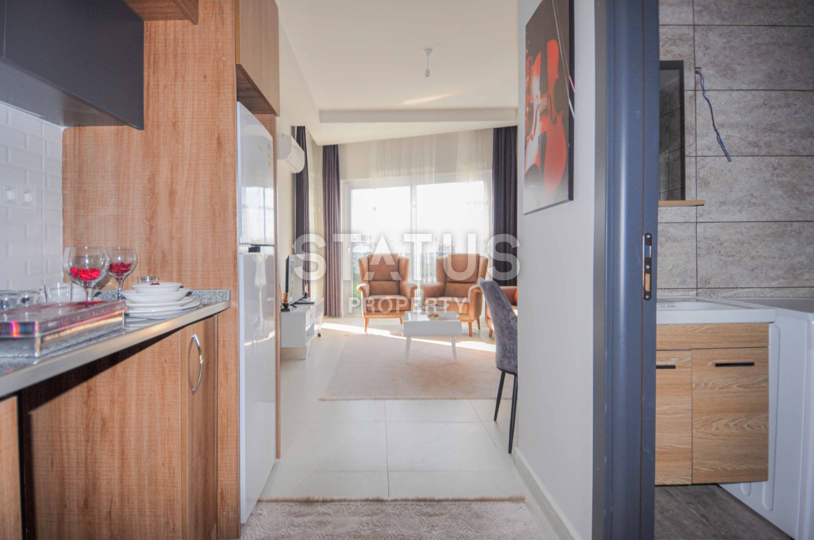 Двухкомнатная квартира 48 кв.м., укомплектованная мебелью в новом доме. Махмутлар, Алания. фото 11