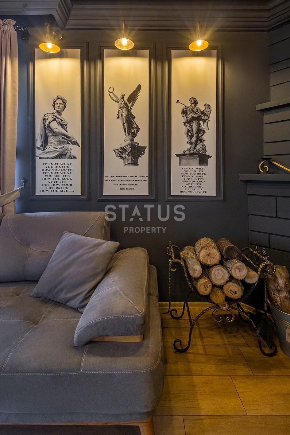 Дизайнерская квартира 1+1 с камином, 55 м2 в центре Алании. фото 3