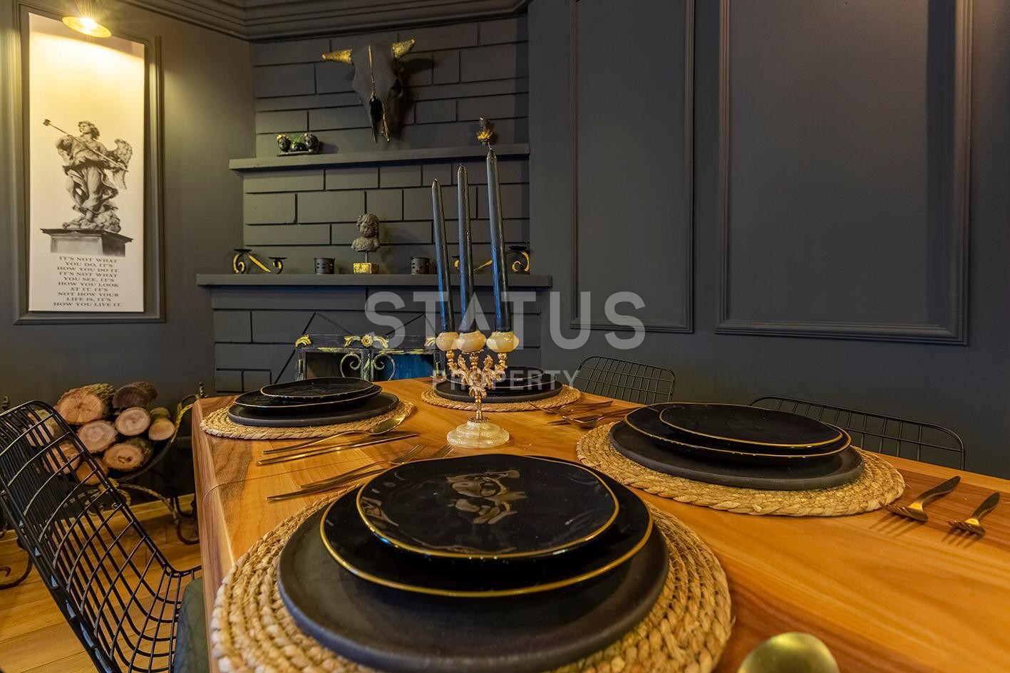 Дизайнерская квартира 1+1 с камином, 55 м2 в центре Алании. фото 4