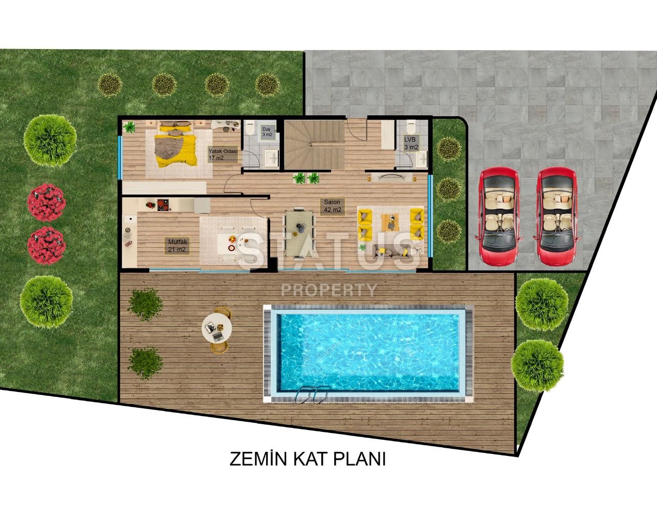 Новый проект Вилл 3+1 и 4+1 с собственными участками и панорамным видом на море. Бекташ, Алания. фото 11