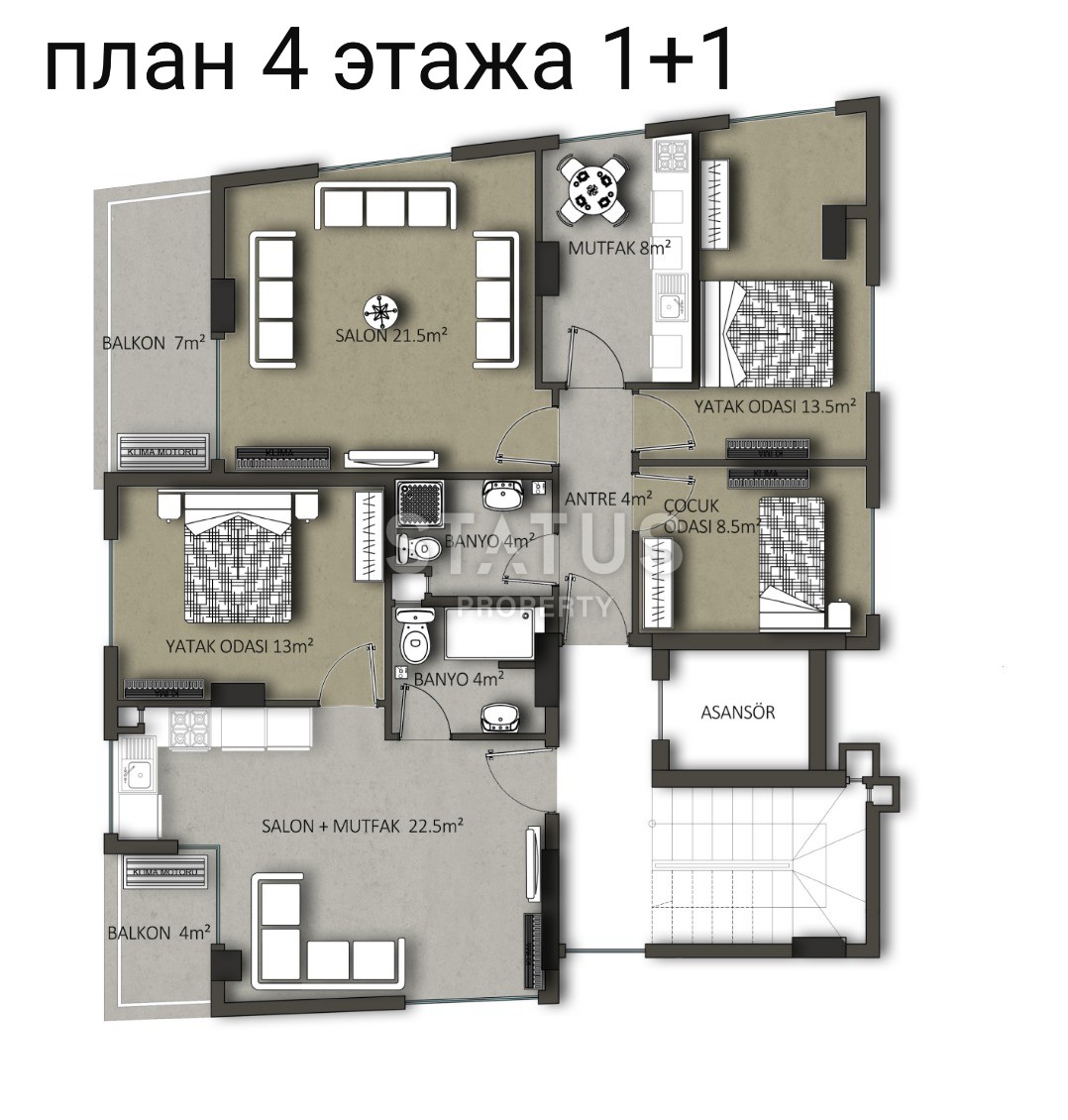 Last 3+1 duplex in a new complex near Cleopatra beach, 160 m2. фото 5