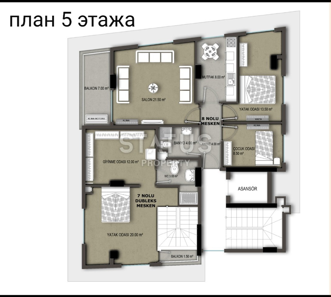 Last 3+1 duplex in a new complex near Cleopatra beach, 160 m2. фото 6