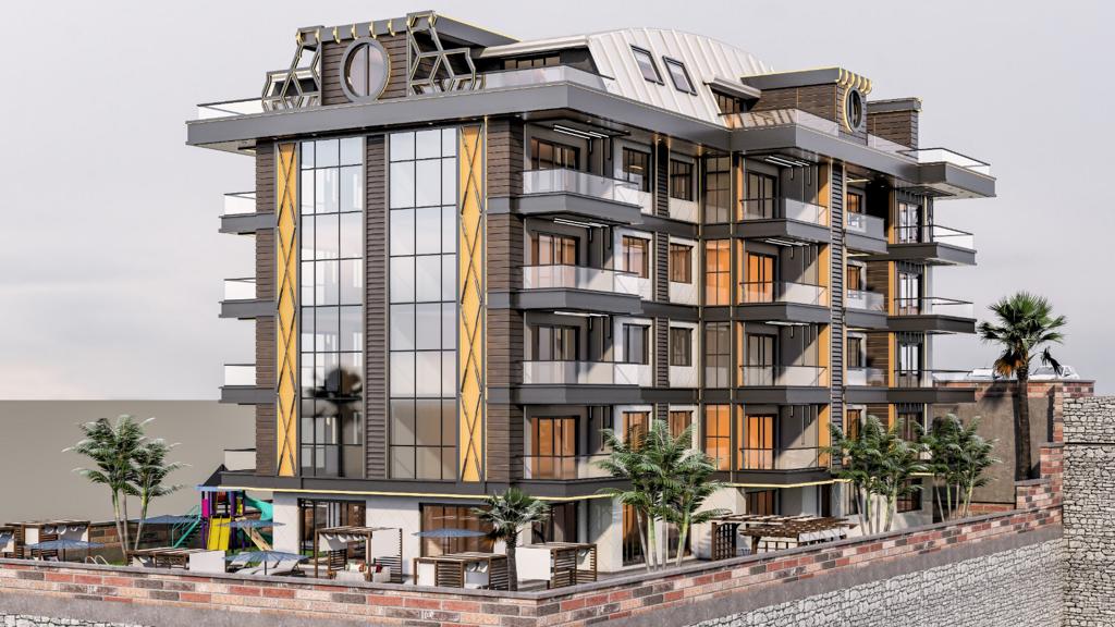 Квартиры 1+1 с видом на море в комплексе на этапе строительства возле пляжа Клеопатры. фото 4