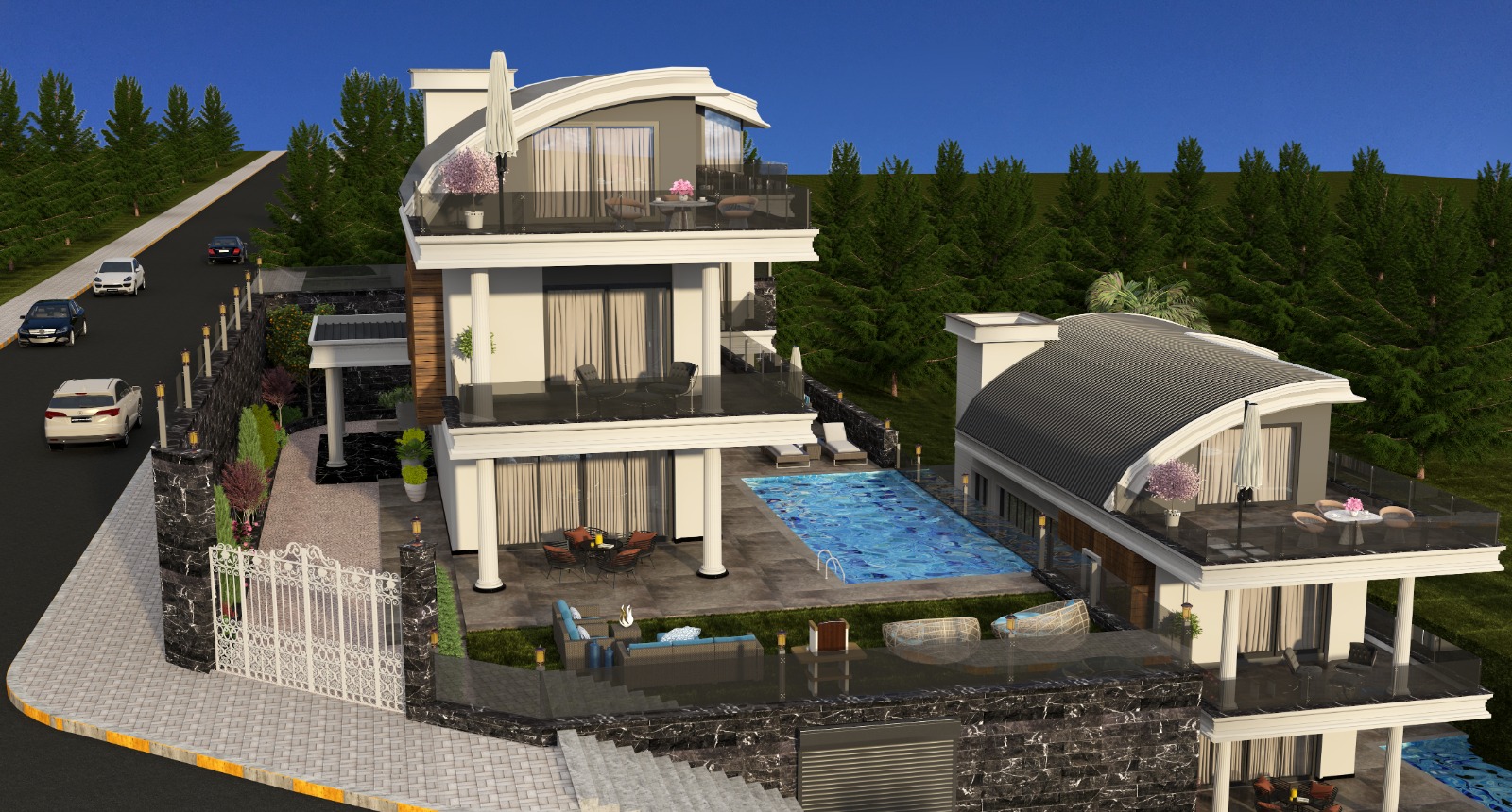 Две виллы 4+1 элит класса с панорамным видом на море и крепость. Центр, Алания. фото 5