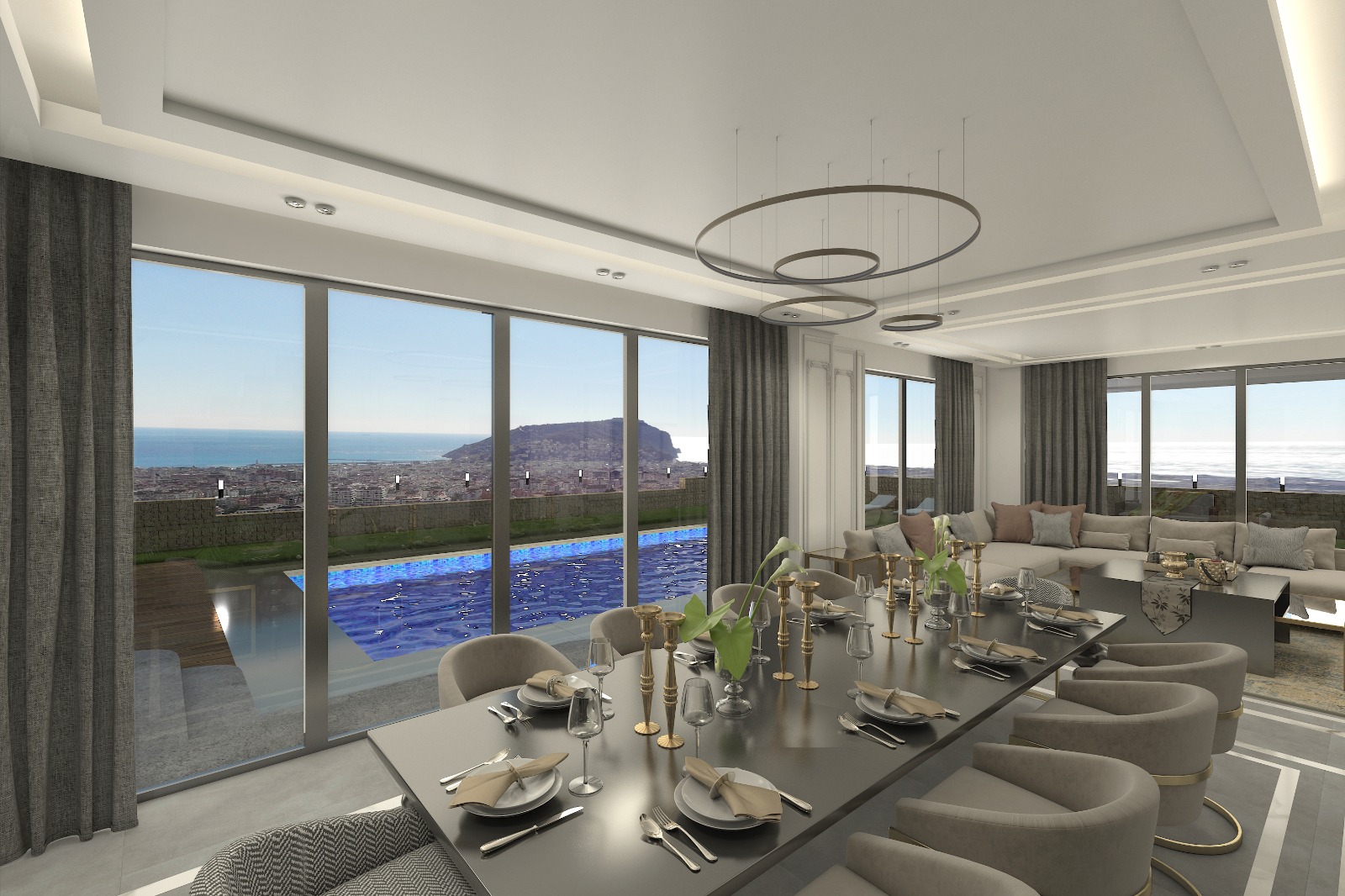 Две виллы 4+1 элит класса с панорамным видом на море и крепость. Центр, Алания. фото 27