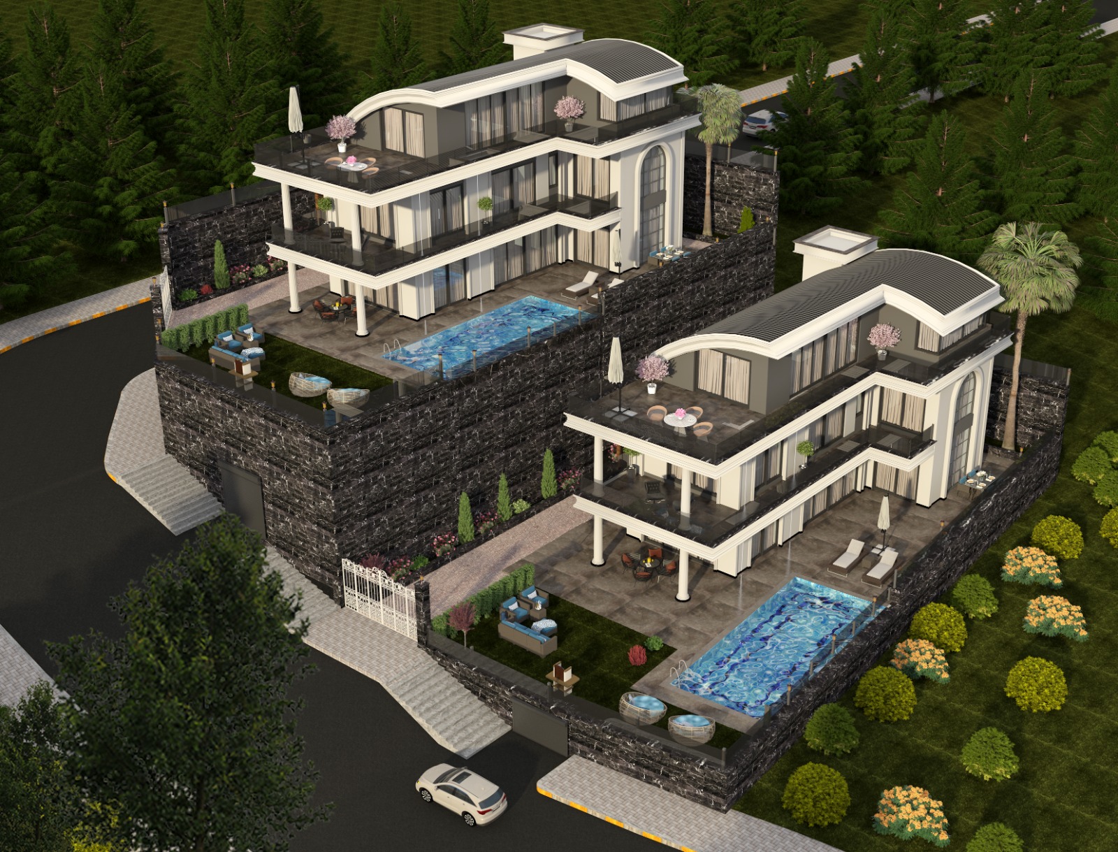 Две виллы 4+1 элит класса с панорамным видом на море и крепость. Центр, Алания. фото 31