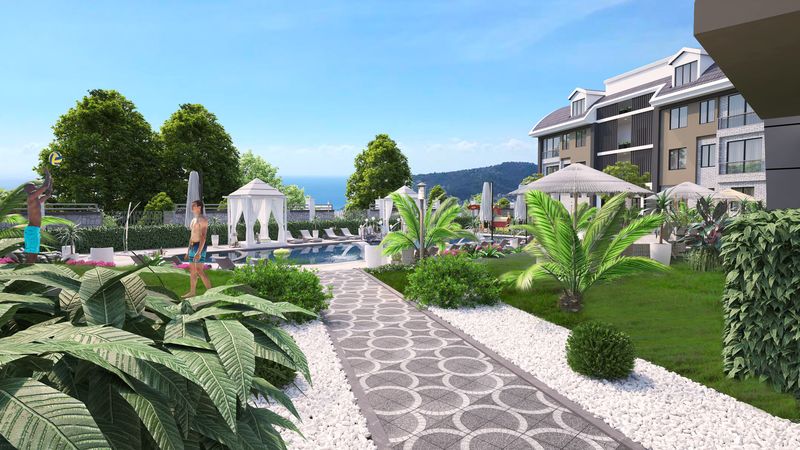 Элитный комплекс по немецким стандартам на завершающем этапе строительства с прямым видом на Аланию и море в районе Тепе. фото 3