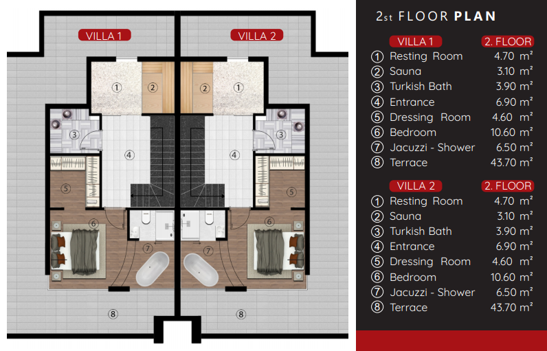 The project of luxury villas with garden plots of 226 m2 in Avsallar. фото 26