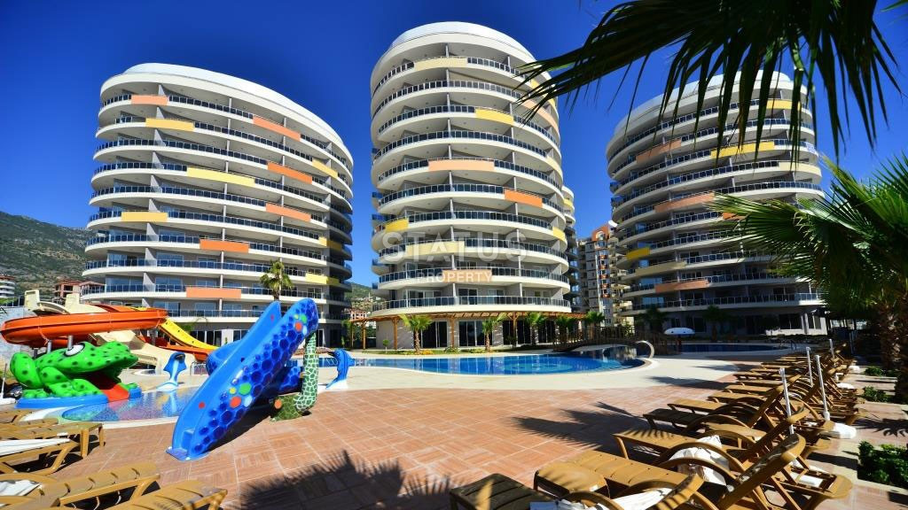 Большие апартаменты 1+1 с панорамой на море, 80 м2. Джикджилли, Алания. фото 5