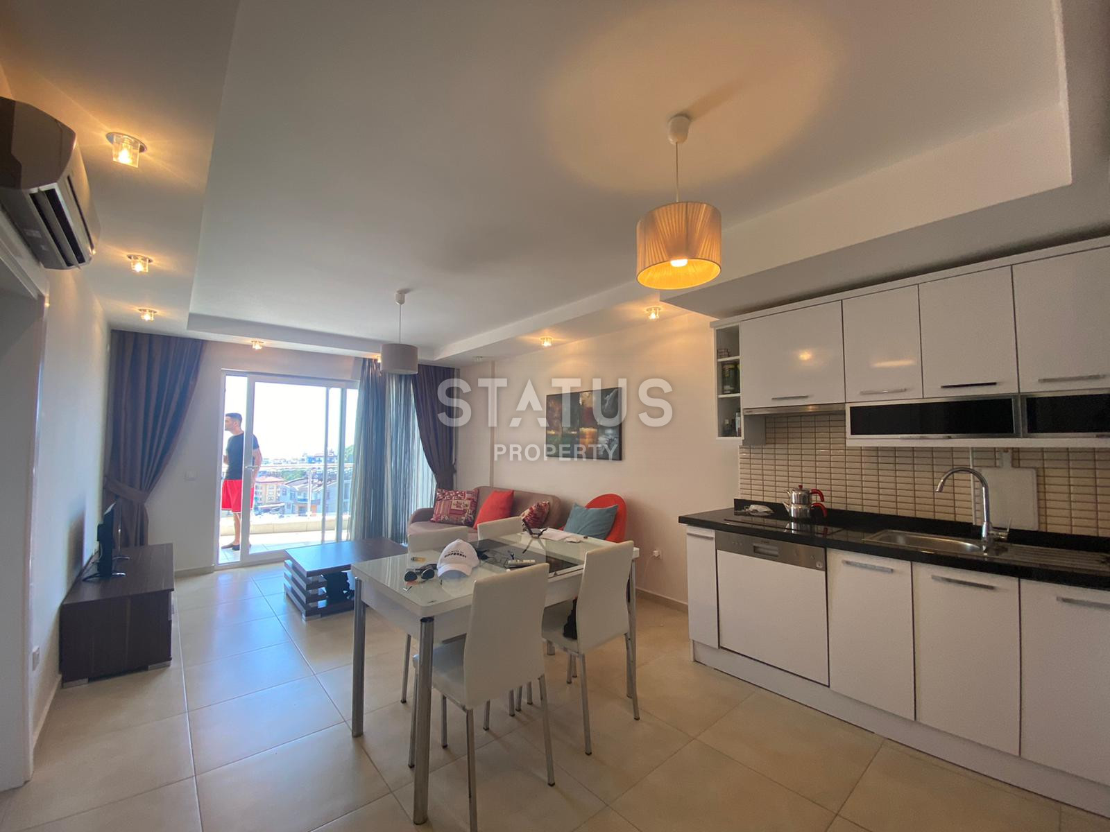 Большие апартаменты 1+1 с панорамой на море, 80 м2. Джикджилли, Алания. фото 17