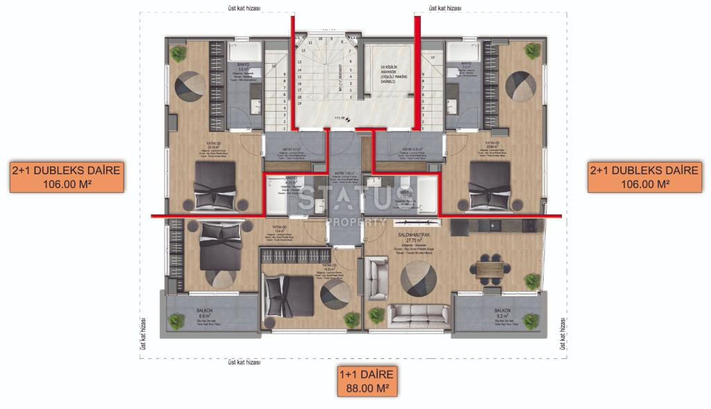 Urban-type complex in the center of Alanya, 55-110 m2 фото 12
