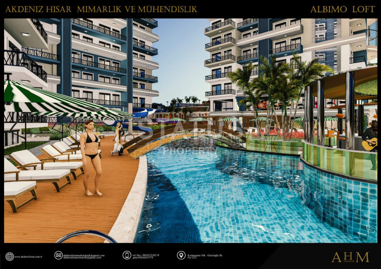 Апартаменты 1+1 в уникальном комплексе с отельной инфраструктурой в Махмутларе, 56 м2. фото 1