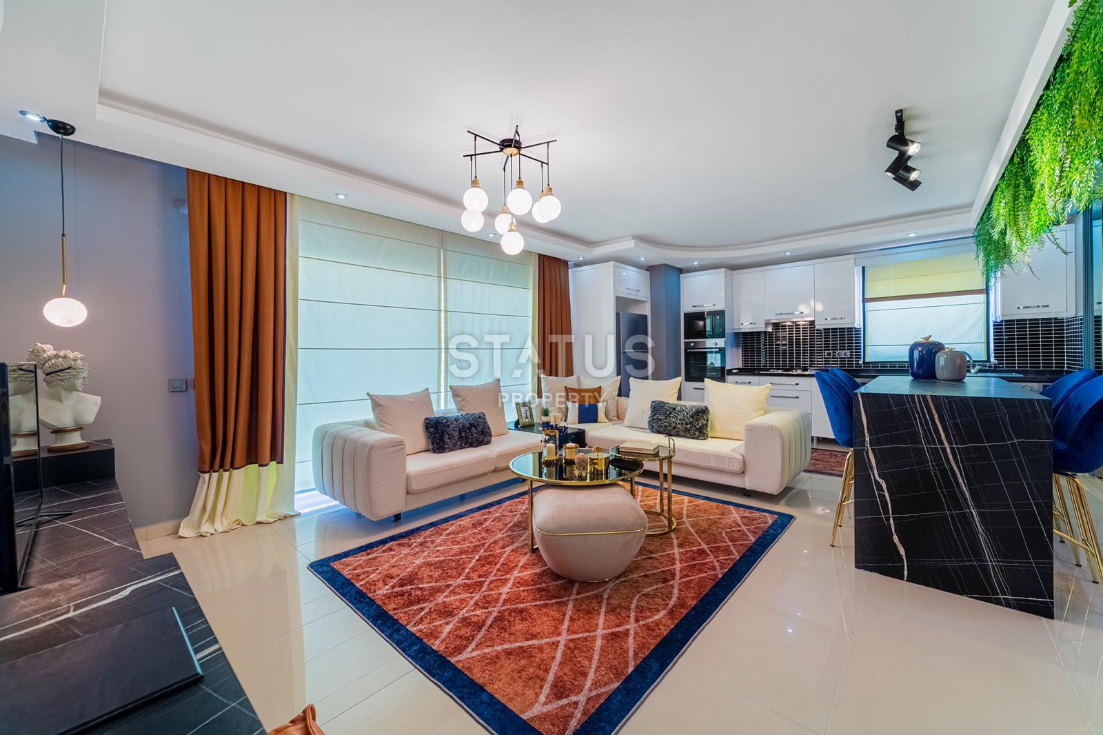 Трехкомнатная квартира с дизайнерским ремонтом и видом на море в районе Махмутлар, 110 кв м. фото 6