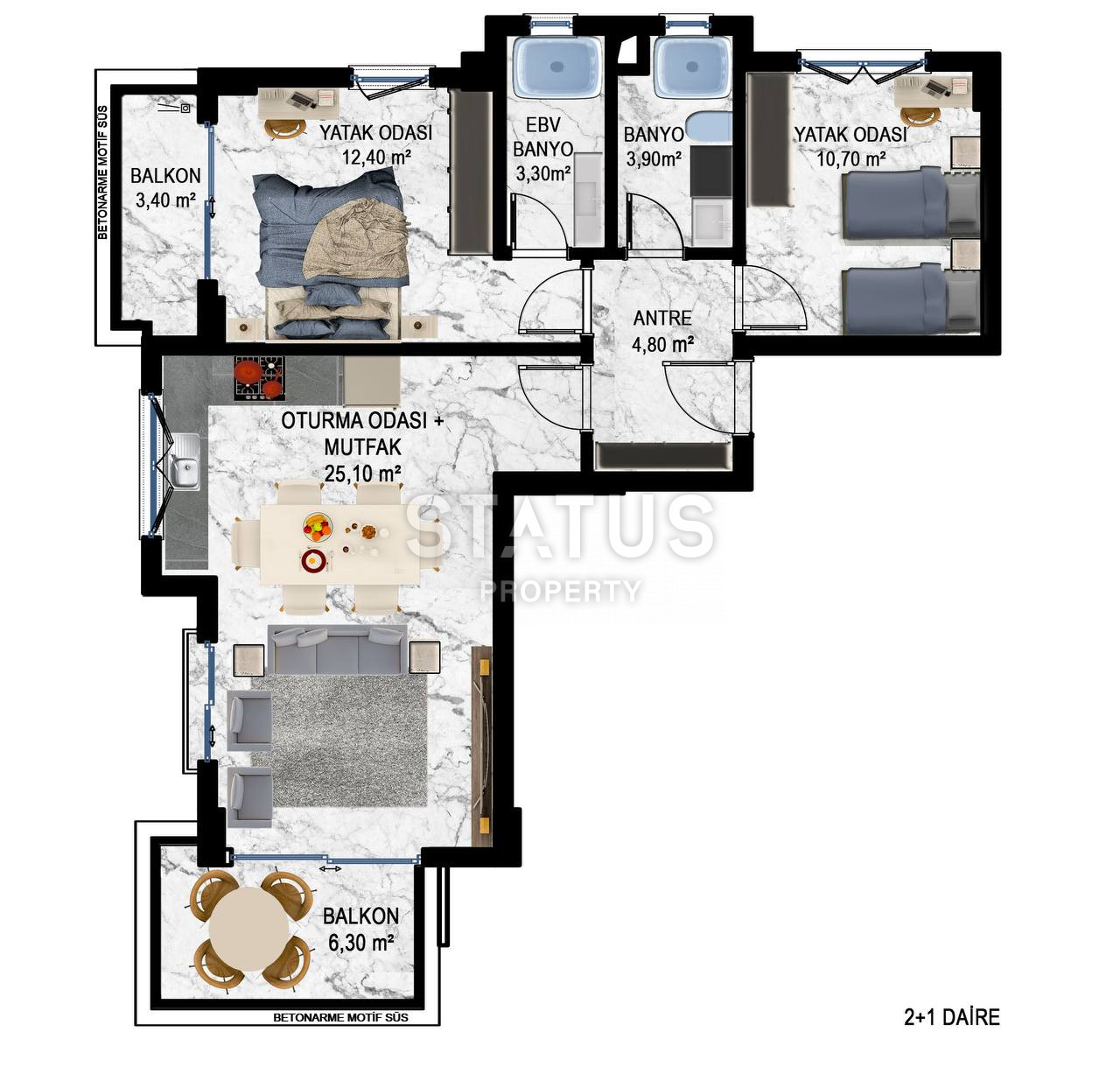 Новый проект на первой береговой линии в Кестеле. Апартаменты от 60 м2. фото 16