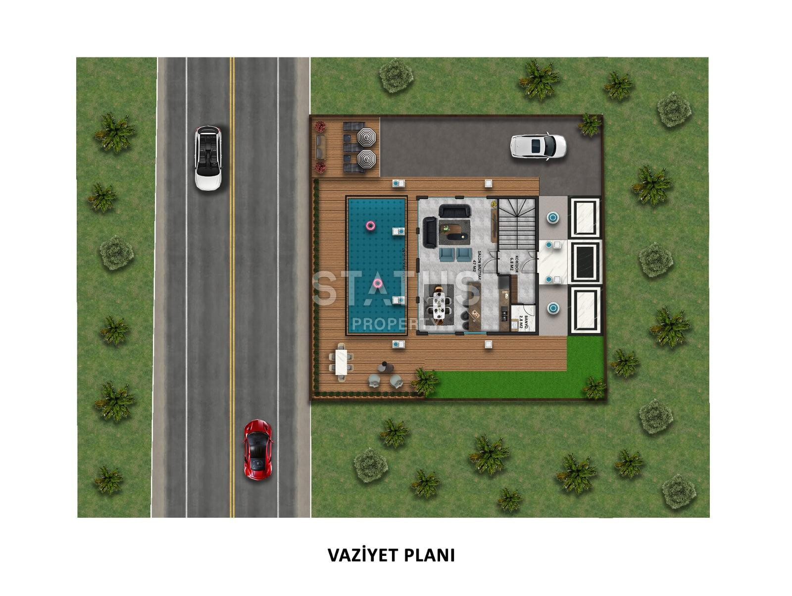 Отдельностоящая вилла 4+1 с панорамой на Средиземное море в районе Каргыджак, 355 м2. фото 23