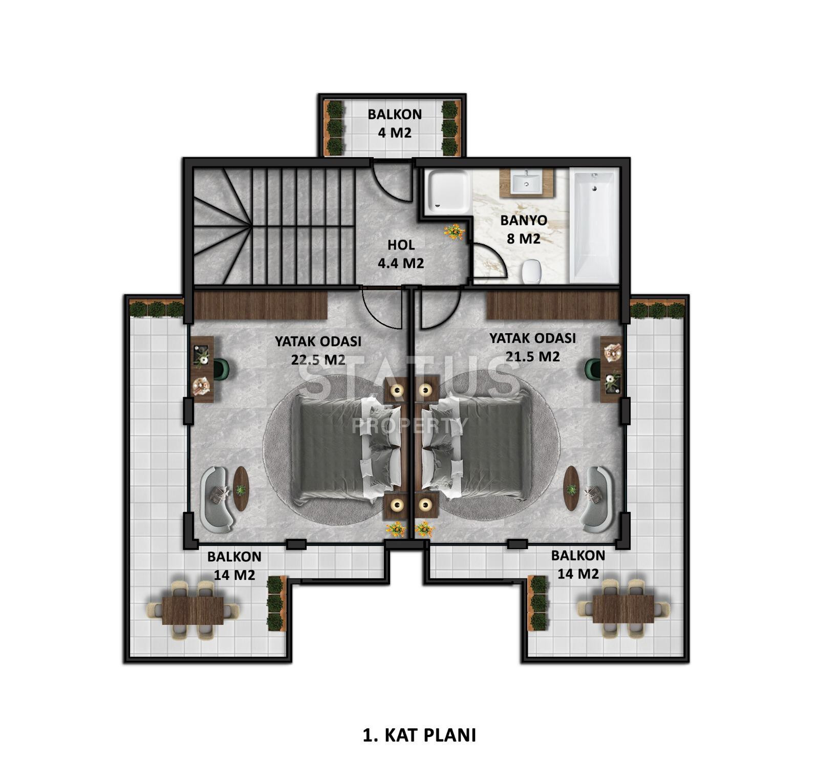 Отдельностоящая вилла 4+1 с панорамой на Средиземное море в районе Каргыджак, 355 м2. фото 26