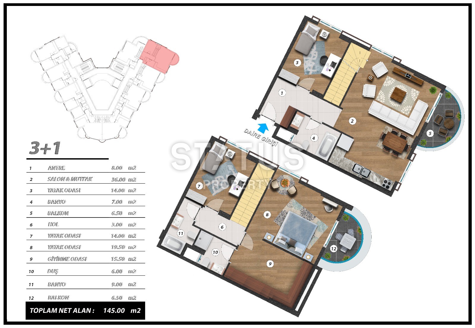 Новый инвестиционный проект повышенного комфорта с инфинити бассейном на крыше в районе Махмутлар 65-135 кв.м. фото 60