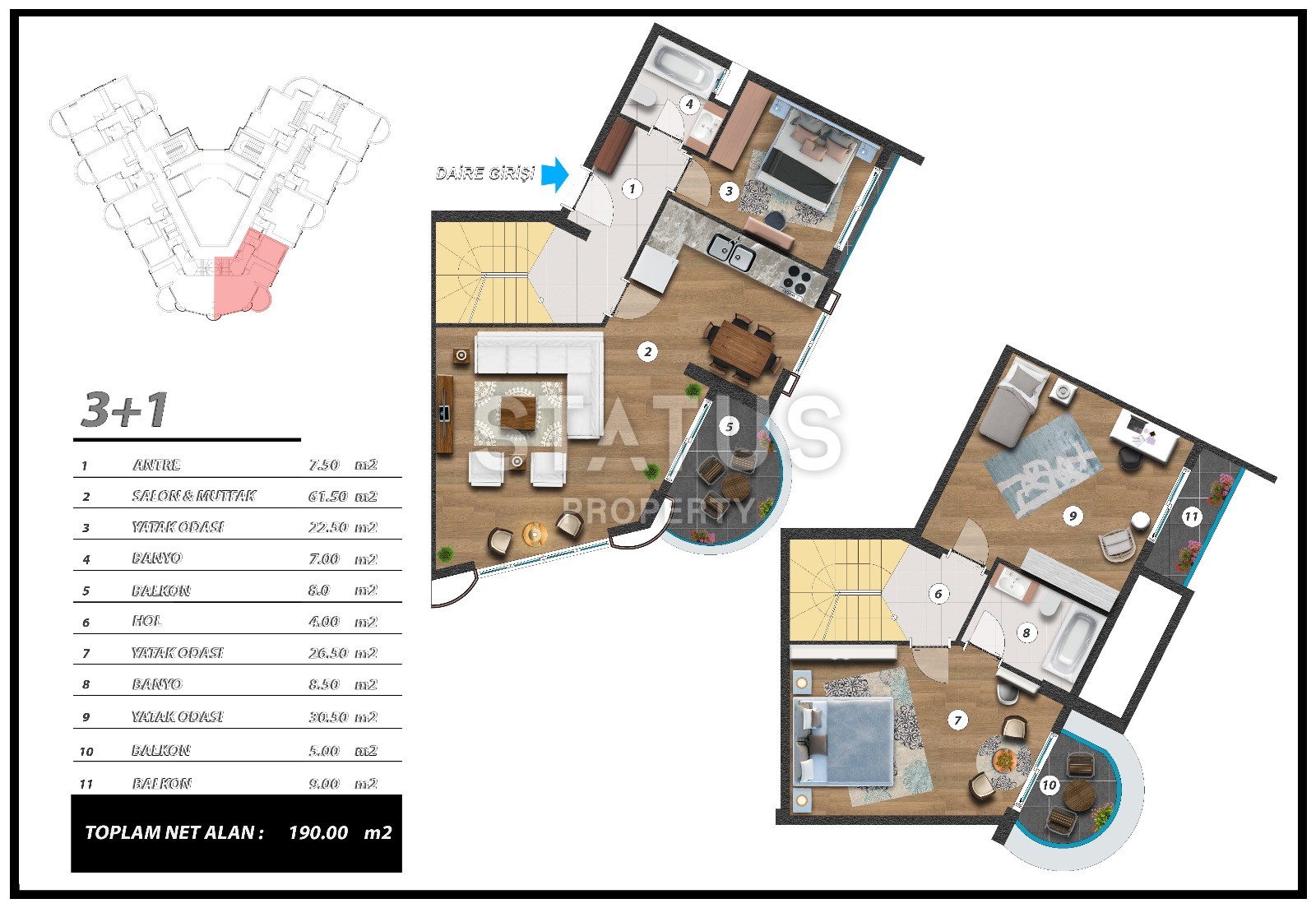 Новый инвестиционный проект повышенного комфорта с инфинити бассейном на крыше в районе Махмутлар 65-135 кв.м. фото 61