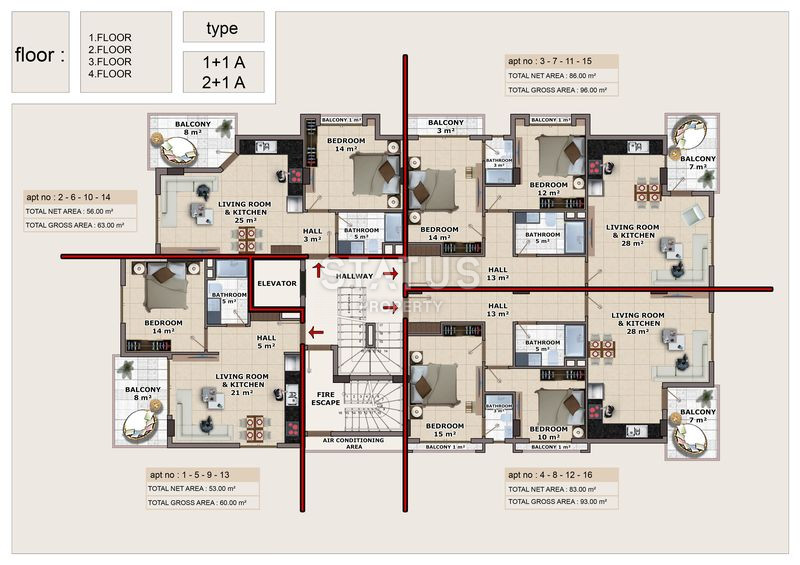 Новый комплекс на стадии строительства в 200 м. от моря в Махмутларе, 60-155 кв.м. фото 9