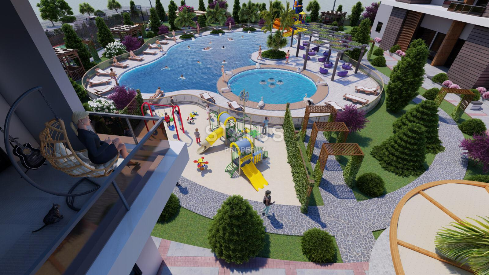 Комплекс на стадии строительства с видовыми квартирами 2+1 – 110 кв м, 3+1 – 120 кв м в районе Тедже, Мерсин. фото 5