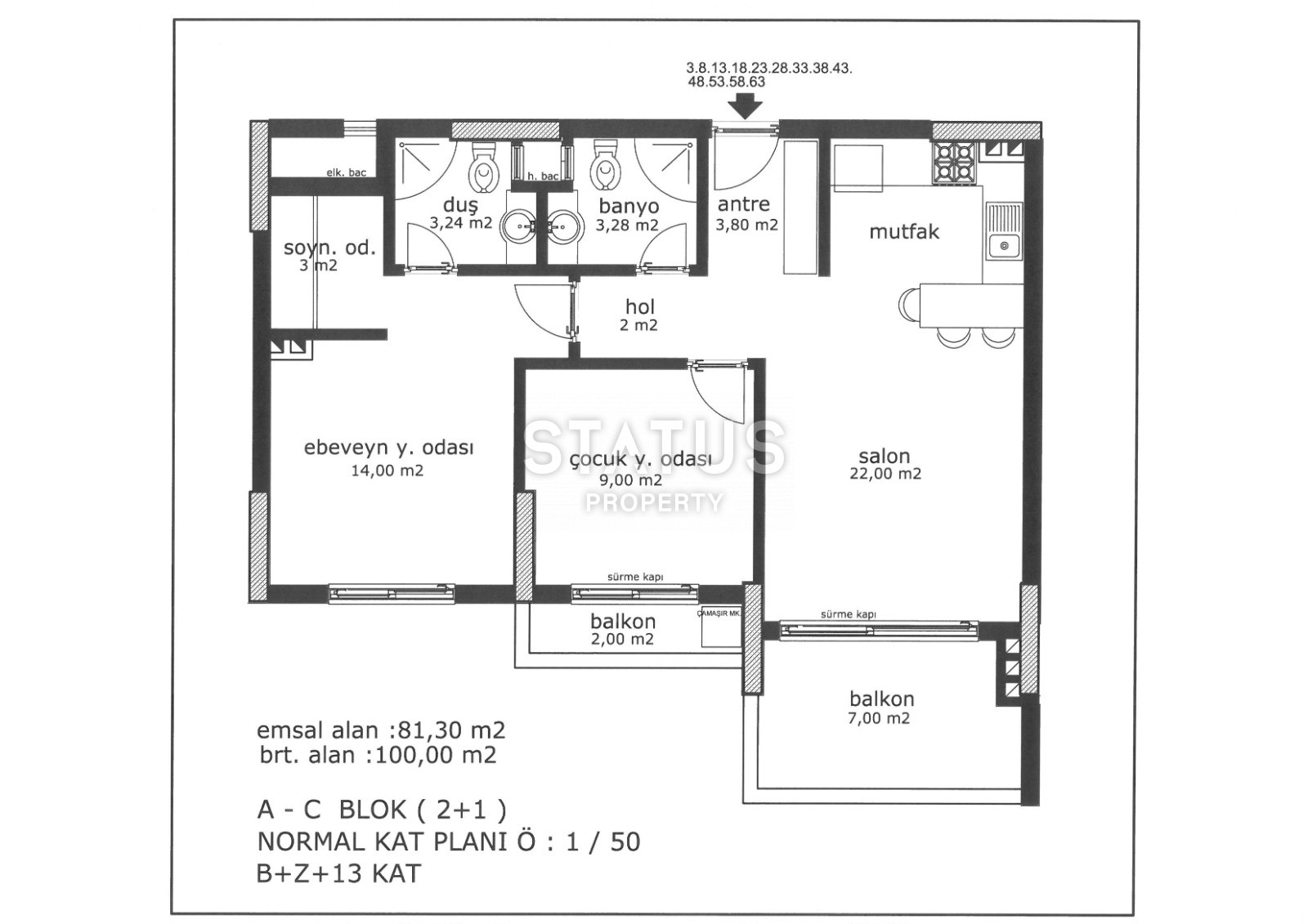 Комплекс на стадии строительства с видовыми квартирами 2+1 – 110 кв м, 3+1 – 120 кв м в районе Тедже, Мерсин. фото 37