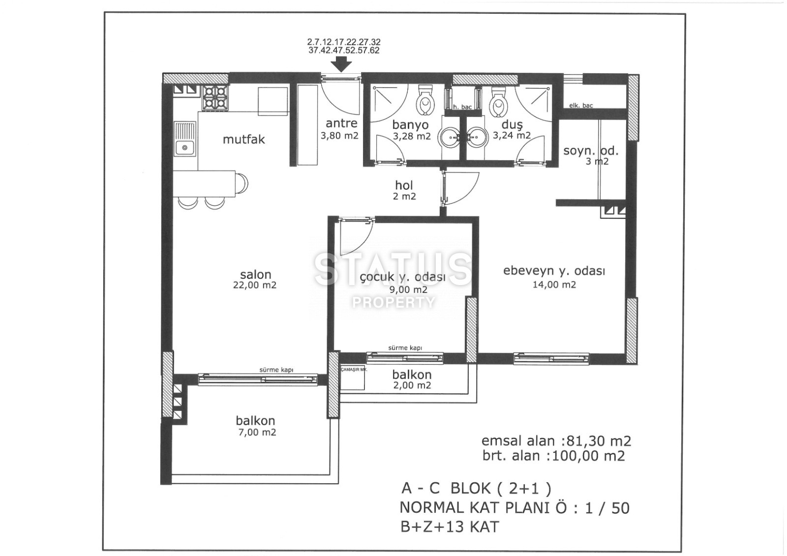 Комплекс на стадии строительства с видовыми квартирами 2+1 – 110 кв м, 3+1 – 120 кв м в районе Тедже, Мерсин. фото 38
