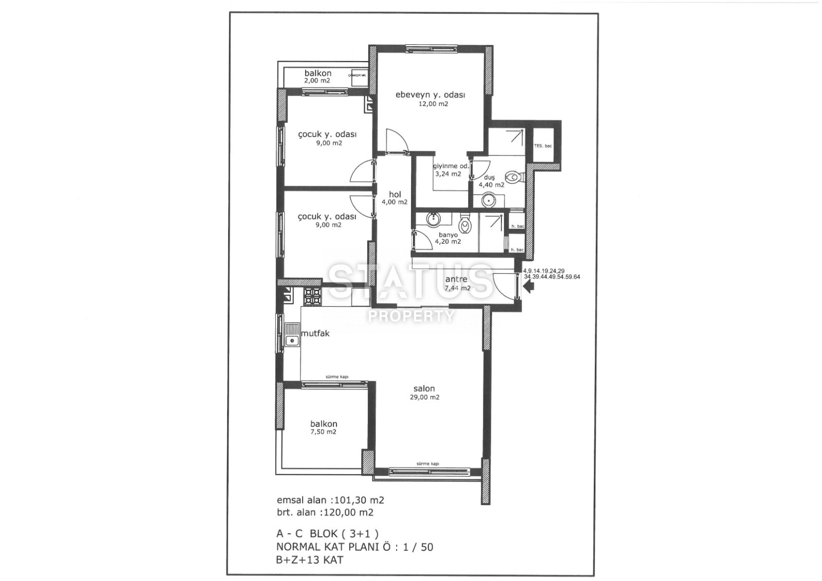 Комплекс на стадии строительства с видовыми квартирами 2+1 – 110 кв м, 3+1 – 120 кв м в районе Тедже, Мерсин. фото 40