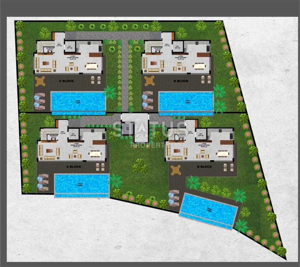 Виллы 5+1 с садом и панорамным видом на море и крепость в центре Алании, 315 м2. фото 26