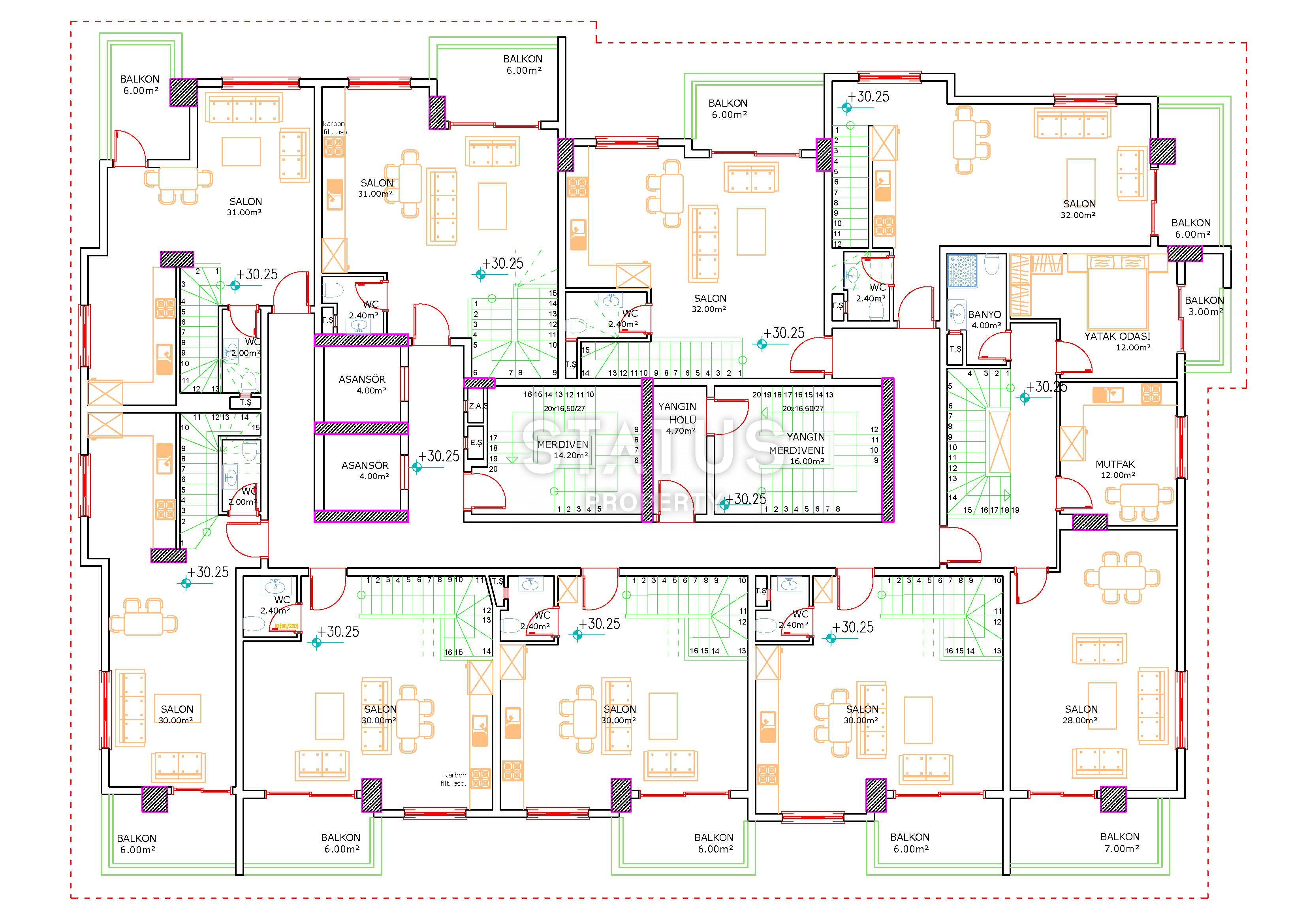 Новый инвестиционный проект на этапе котлована в самом центре района Махмутлар, 48-96м2 фото 5
