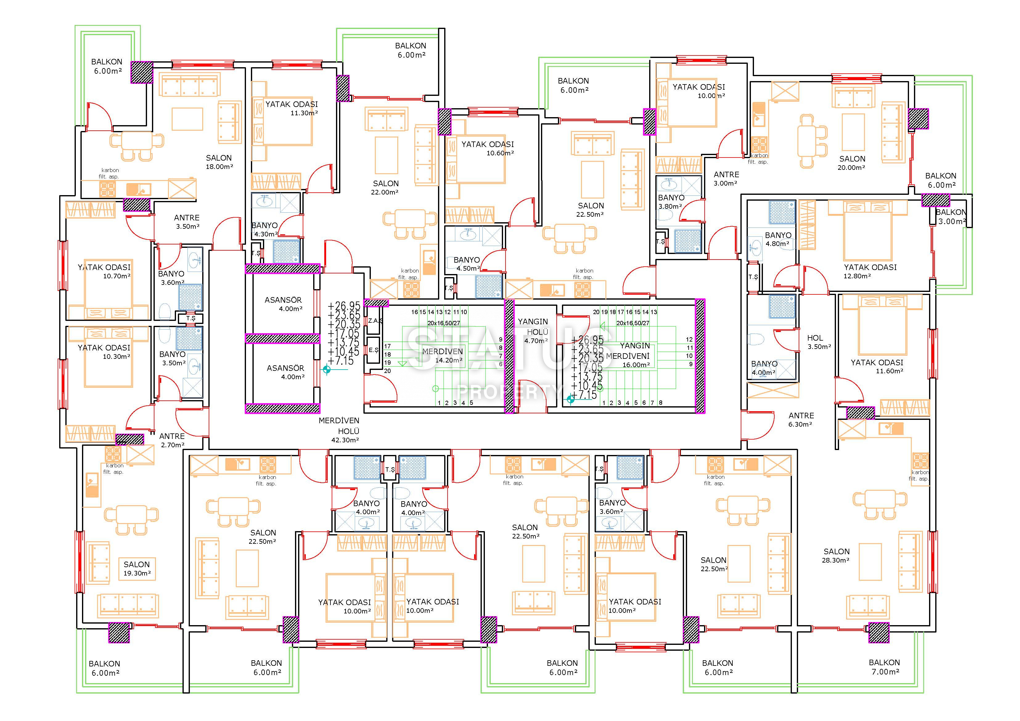 Новый инвестиционный проект на этапе котлована в самом центре района Махмутлар, 48-96м2 фото 6