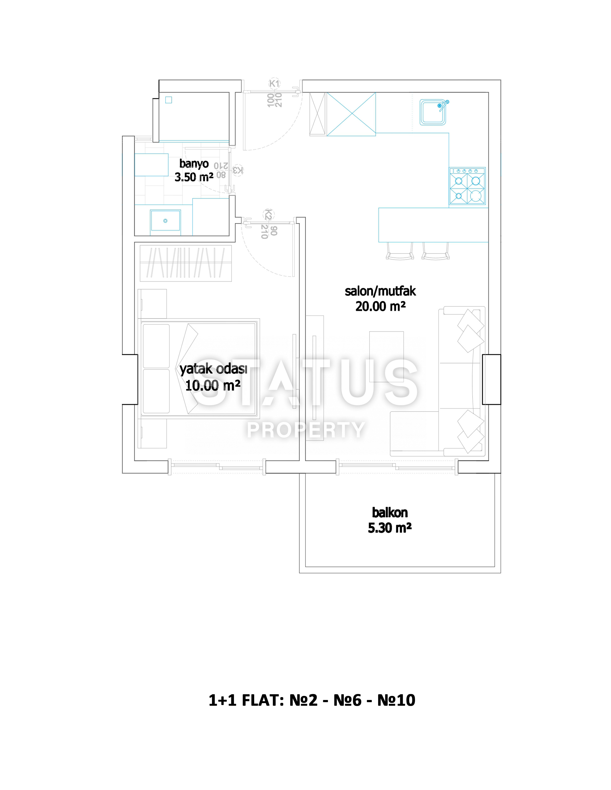 Project under construction in the center of Alanya near Cleopatra beach, low prices and interest-free installments, 1+1,2+1,3+1 фото 15